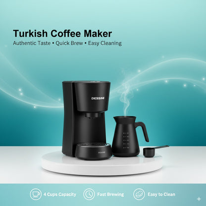 Dessini Turkish Coffee Maker – One Touch, Compact & Stylish