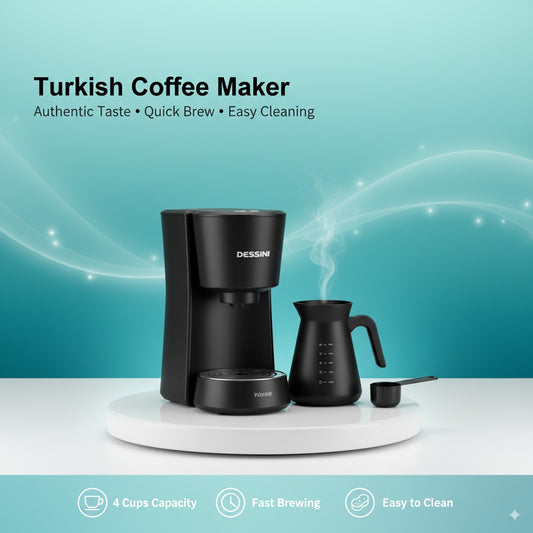 Dessini Turkish Coffee Maker – One Touch, Compact & Stylish