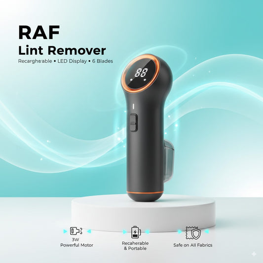 RAF Rechargeable Lint Remover – LED Display, 6 Blades