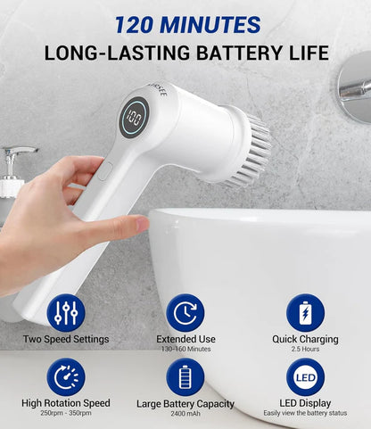 Rechargeable Electric Cleaning Scrubber – Waterproof Handheld Brush