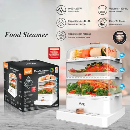 RAF Food Steamer – 3-Tier Electric Cooker